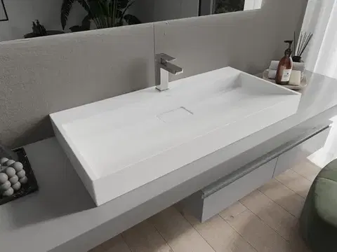 MEXEN Ava umyvadlo na desku litý mramor 100 x 46, bílá 23011001