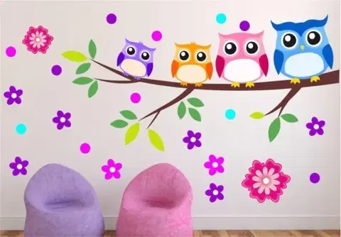 Krásně nálepky do dětského pokoje moudré sovičky 50 x 100 cm