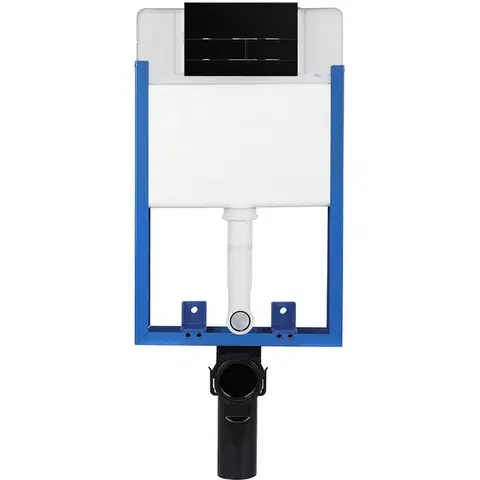 CERANO Kompletní WC set Profi/Dure bílá lesklá WC tlačítko Line/Černá lesklá pro zazdění 51x35  CER-8050BD84288
