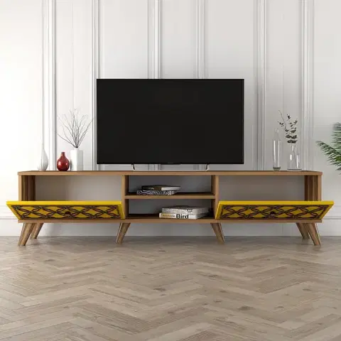 TV stolek Class - Walnut, Yellow