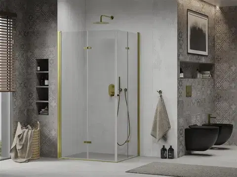 MEXEN/S Lima Duo Lima Duo sprchový kout 90 x 80, transparent, zlatý 856-090-080-50-00-02