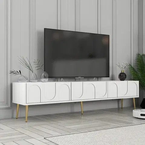 TV stolek Lyon 43 - White, Gold