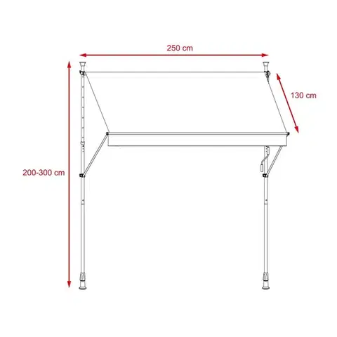 Balkónová markýza Apollo 250 cm, šedá, 250 cm