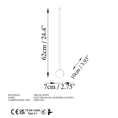 Nástěnné svítidlo Sword - 13480, černá