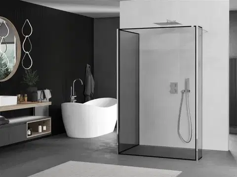 MEXEN/S Kioto Sprchová zástěna WALK-IN 110 x 110 x 40, černý vzor, chrom 800-110-110-221-01-70-040