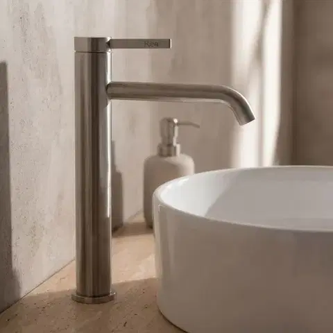 REA Umyvadlová vysoká baterie Rivo Brush Nickel REA-B6538