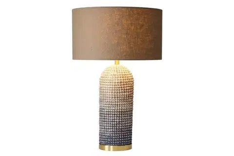 Estila Art deco stolní lampa Draconia s válcovou nohou z mořské trávy v ombré tónech a hnědým stínítkem 61 cm