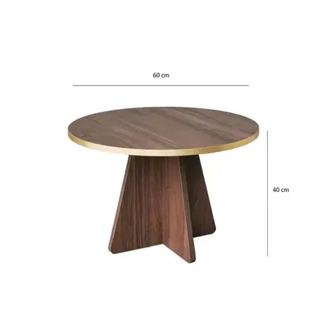 Konferenční stolek Mushroom - Gold, Walnut v2