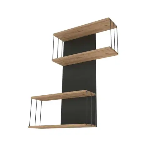Nástěnná police Destan - Anthracite, Pine