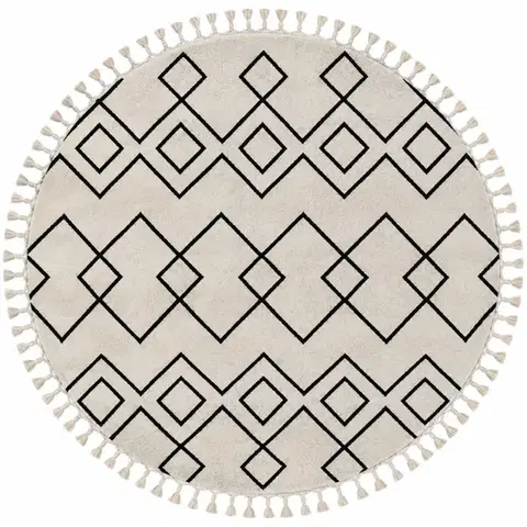 My Flair, Kusový koberec Moroccan Dream weiß kruh, 190x190 (průměr) kruh, černobílá, ložnice