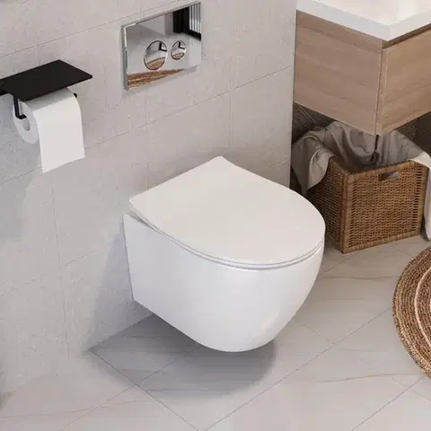 REA Sada závěsné WC mísy CARLO Flat Mini Rimless + závěsného Bidetu CARLO Mini KPL-C2760