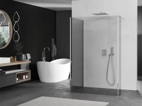 MEXEN/S Kioto Sprchová zástěna WALK-IN 110 x 110 x 40, transparent, chrom 800-110-110-221-01-00-040