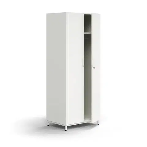 Šatní skříň QBUS, uzamykatelná, šatní tyč, nohy, 2020x800x570 mm, bílá