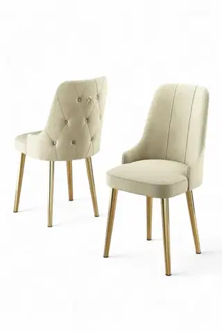 Sada židlí (4 kusy) Newa - Cream, Gold
