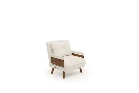 Rozkládací křeslo Cosmo Single - Teddy Fabric-White