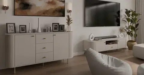 ArtLemp TV stolek VAOLIA 2F1S | pískově béžová