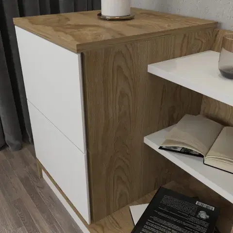 Noční stolek Rena - White, Oak