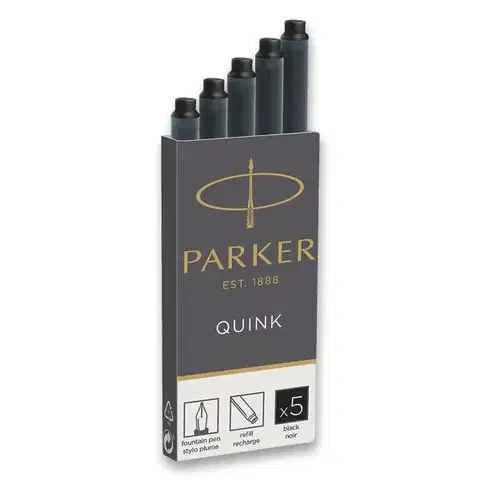 Dlouhé inkoustové bombičky Parker Quink - Inkoustové bombičky Parker černé