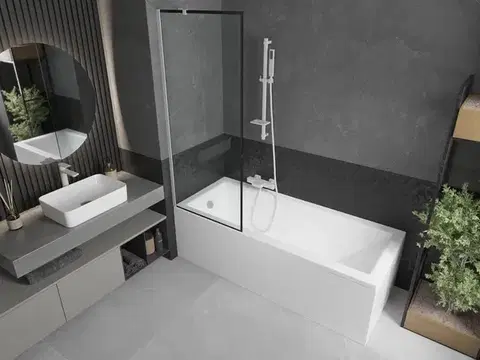 MEXEN/S Next vanová zástěna FIX 70 x 150, černá dekor, bílá 895-070-000-00-70-20