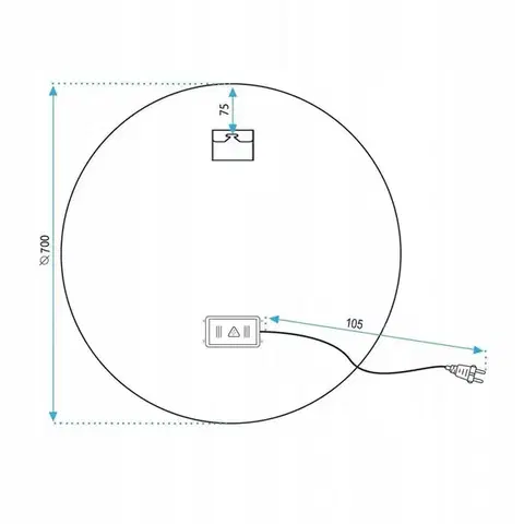 REA Zrcadlo LED 70cm BAS P11241 HOM-09519