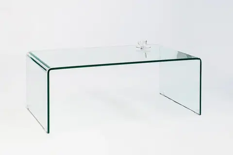 Estila Designový obdélníkový skleněný průhledný konferenční stolek Ghost s oblými rohy 110 cm