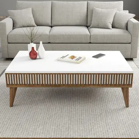 Konferenční stolek Milan - Walnut, White