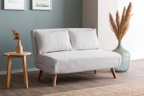 Dvoumístná rozkládací pohovka Folde 2-Seater - Teddy Fabric - White