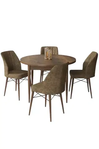 Dining Table & Chairs Set (5 Pieces) Rox - Baroque, Brown