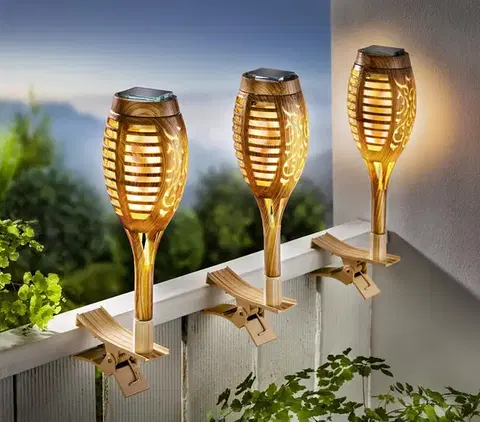 Solární pochodeň Bamboo Flame, 3 ks