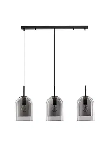NOVA LUCE závěsné svítidlo VELOR dvouvrstvé kouřové sklo černý kabel černá kovová základna E27 3x12W 230V IP20 bez žárovky 9236720