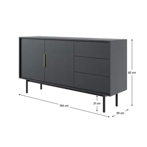 Komoda VIVALA 2D3S, černá