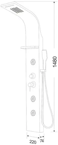 MEXEN Borg sprchový panel, černý 7615-03-70