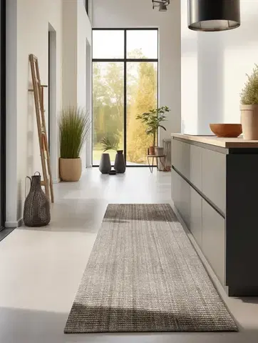 Hanse Home, Běhoun Bouclé Jute 105975 Grey Brown, 80x200, hnědá, chodba / předsíň