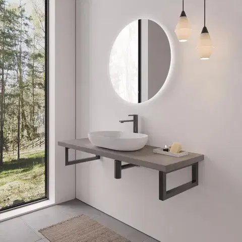 CERANO Deska pod umyvadlo Navira Pro + 2 konzole pod desku betonově šedá 100x3,6x46  CER-606000