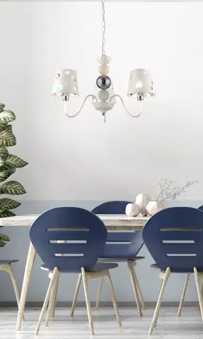 Bílý lustrový závěsný lampa 3xE14 Batley Ledea