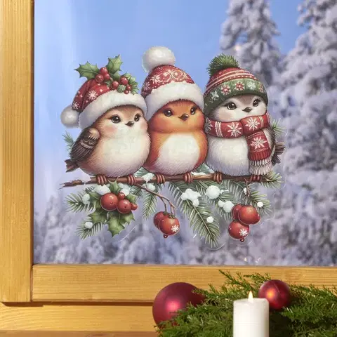 Okenní dekorace "Zimní ptáčci"
