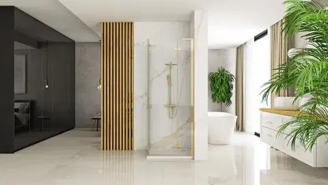 REA Sprchový kout Hugo 90x90 kartáčované zlato REA-K6609