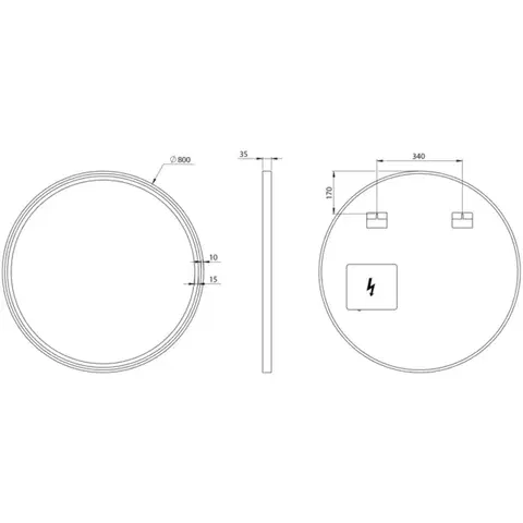 SAPHO KADRIS kulaté zrcadlo s LED osvětlením ø 80cm, černá mat KD080