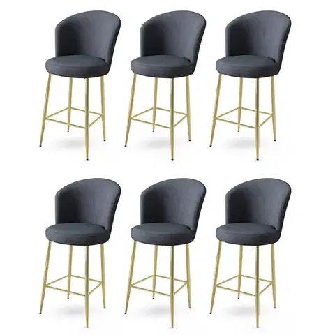 Bar Stool Set (6 Pieces) Alte - Anthracite, Gold