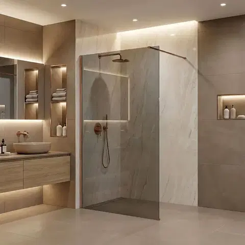 REA/S Sprchová zástěna Flexi Grey / Brush Copper 140 KPL-K99380