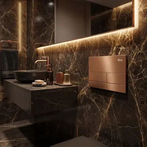 REA Podomítkový Instalační Set Slim 024N pro WC s Tlačítkem T Brush Copper KPL-E1053