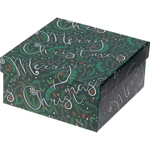 Dárkový vánoční box, zelená, 14,5x7x14,5cm