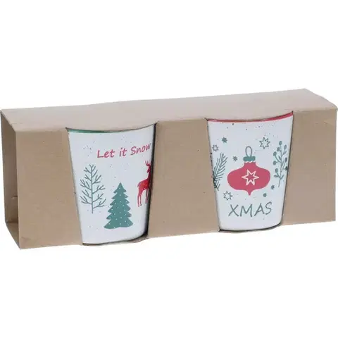 Sada 2 kameninových hrnků Let It Snow/Xmas 350 ml
