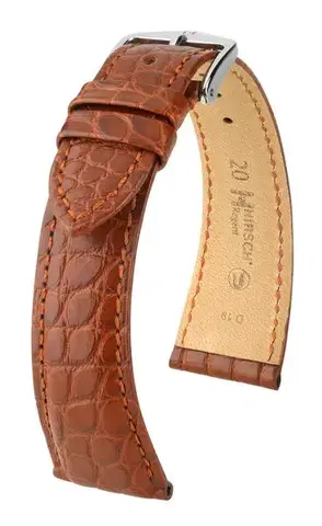 Řemínek Hirsch Regent - zlatohnědý, mat - 18 mm - M – Střední délka - 16 mm - Stříbrná