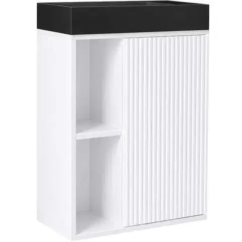CERANO Umyvadlová skříňka pro WC Sofia bílá matná + umyvadlo z lit. mramoru Sofia černá matná 50x70x25  CER-455058