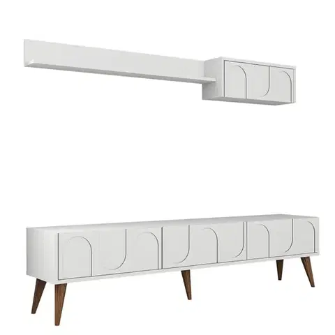 TV stěna / Sestava pod TV Lyon 2 - White, Walnut