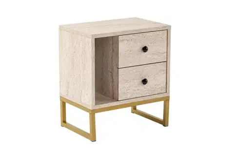 Noční stolek Glimmer - Travertine, Gold