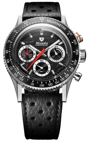 Nivada Grenchen Chronoking Mecaquartz Racing Black - Inter. Bezel - Black Racing Strap