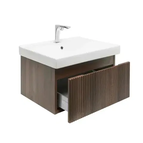 Koupelnová skříňka s baterií a umyvadlem SAT Evolution 1 58x30x44,8 cm ořech mat SATEVO60NAU1B SATEVO60NAU1B