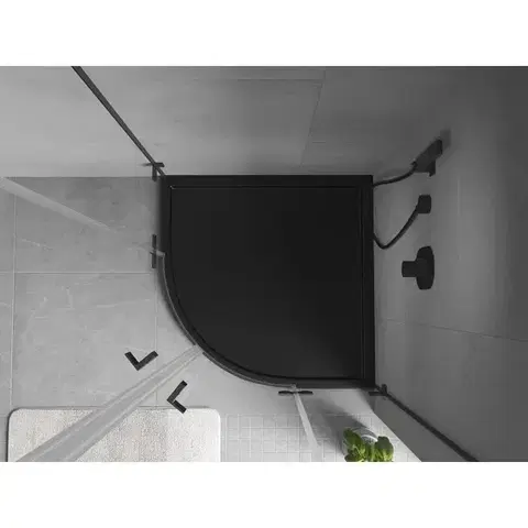MEXEN Flow Sprchová vanička čtvrtkruh slim 90 x 90, černá mat 46Q709090